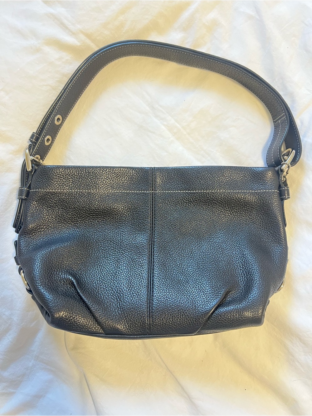 Coach F15065 Black Pebbled Leather Shoulder Bag Y2K